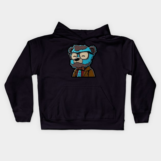 Nerdy Bear Kids Hoodie by Alonesa